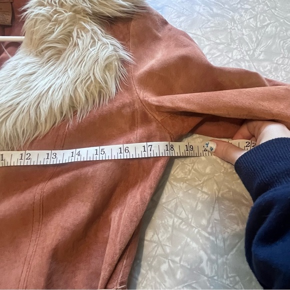 y2k arden b womens brown suede jacket faux fur collar and belted penny lanes - Picture 11 of 13